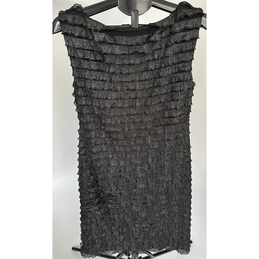 Dressbarn Collection Metallic Knit Tiered Cocktail Dress Women's Size 10 Black
